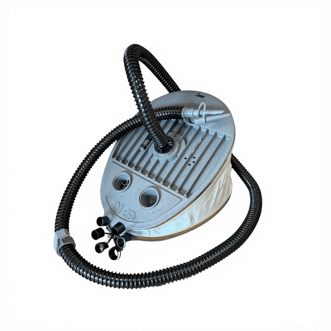 Zodiac Online Shop Bravo GP10 dubbelkamer voetpomp in grijs voor rubberboten met slang en universele adapters