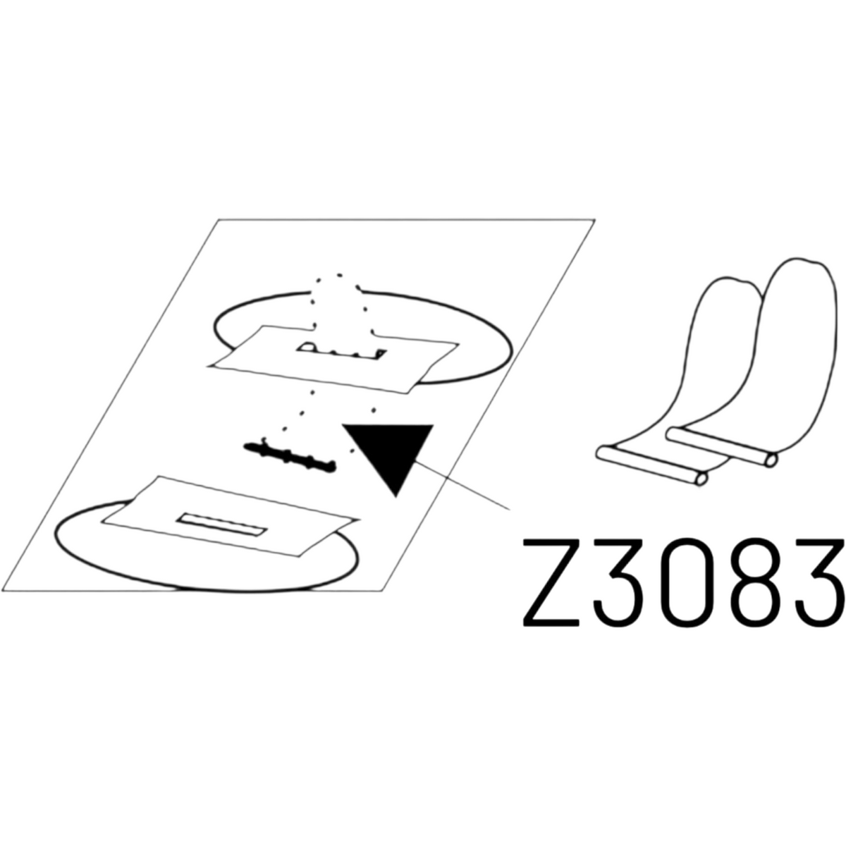 Zodiac Online Shop bevestigingsstrip voor zitplank van oudere Zodiac rubberboten, getoond in technisch diagram