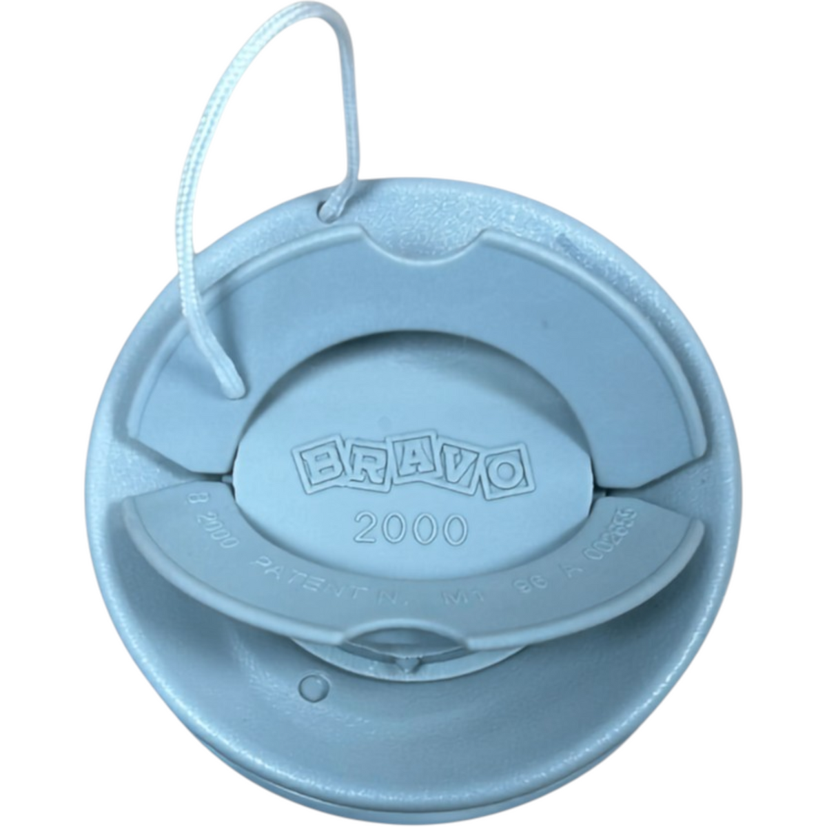 Grijs Bravo 2000 rubberbootventiel van Zodiac Online Shop met afsluitdop en koord voor diverse rubberboten.