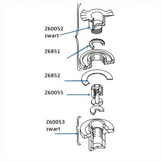 Zodiac Online Shop technisch diagram van Zodiac en Bombard halfverzonken ventiel onderdelen inclusief Z6851 pakking