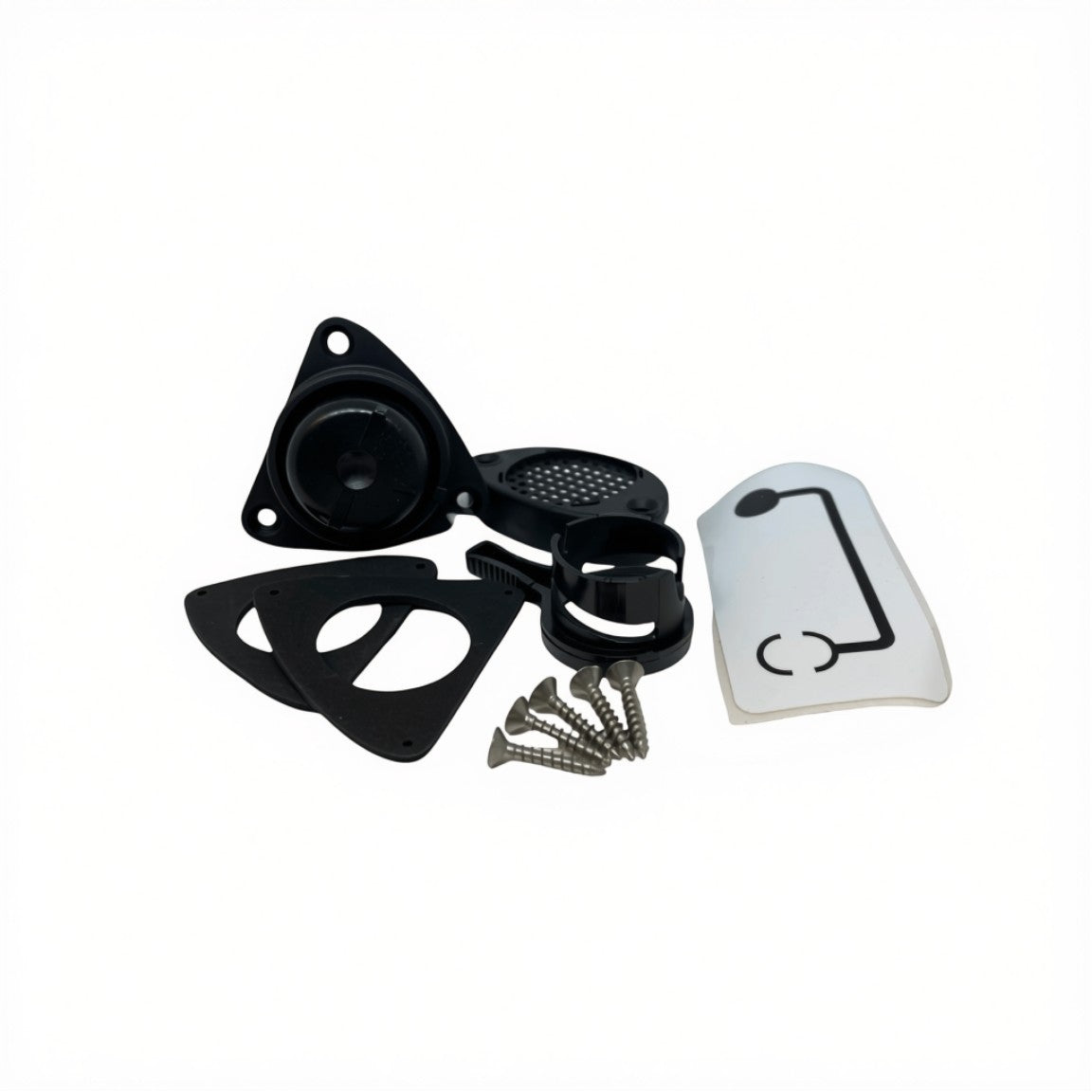 Zodiac Online Shop complete zwarte zelflozer kit met schuifsysteem, pakkingen en schroeven voor rubberboten